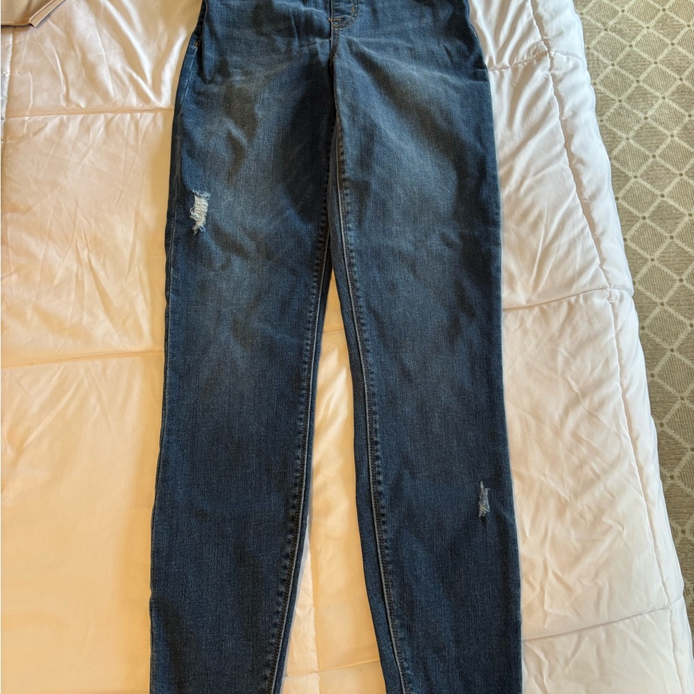 SPANX Blue Skinny Jeans Distressed